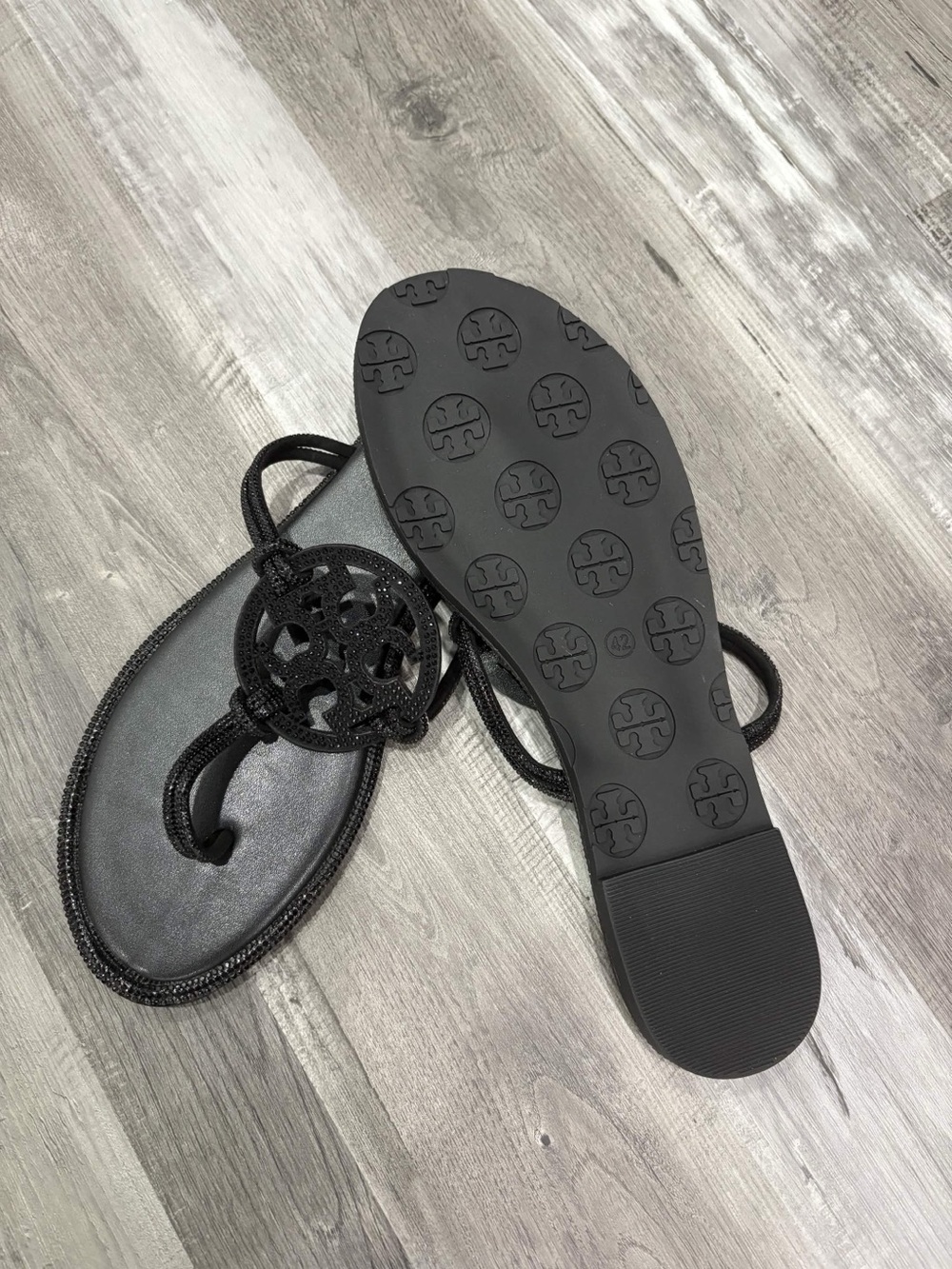 Tory Burch Black Jeweled Sandals Eu Size 43 - Picture 3 of 4
